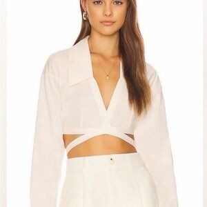WeWoreWhat Strappy Cream Wrap Crop Top